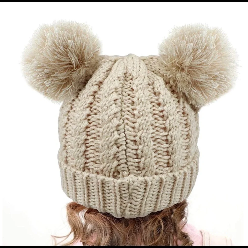 𝅺TAN kids Pom winter hat
